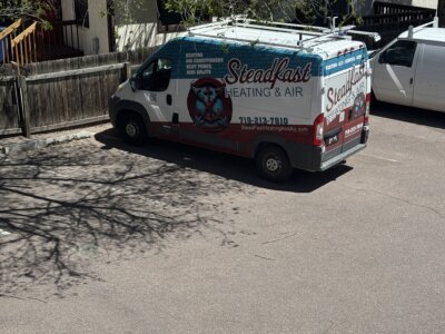 A picture of a Steadfast Heating & Air Work Vehicle.